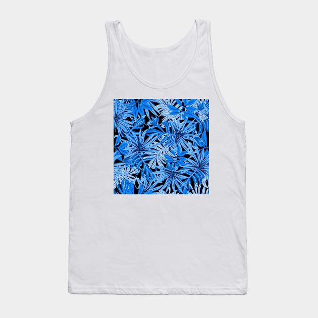 Blue Leaf Fashion Print Tank Top by Auto-Prints